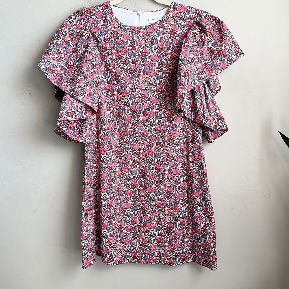 MABLE Floral Flutter Sleeve Mini Dress S